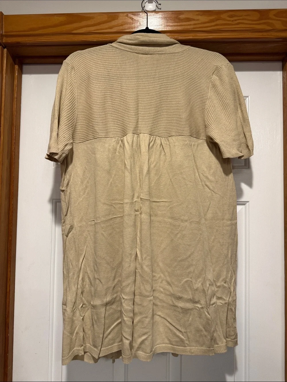Just My Size Beige Open-Front Short Sleeve Cardigan